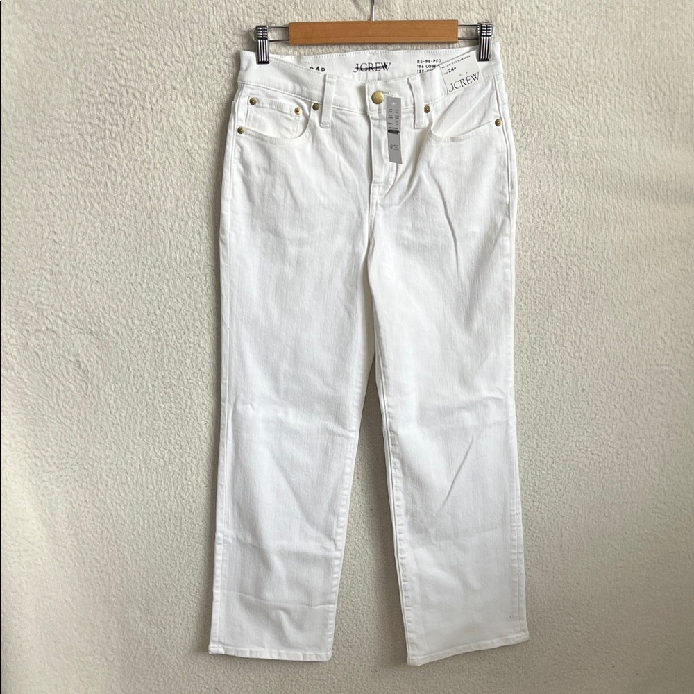 J. Crew White Petite lower-rise full-length‎ slim-wide jean Women's Size 24